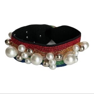 Metallic Rainbow Pearl Bead Hair Elastic Tie